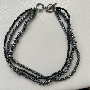 Silpada Sterling Silver Hematite Onyx 3 Strand Necklace